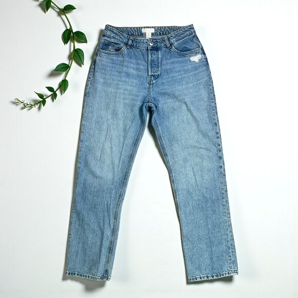 H&M High Waisted Straight Leg Button Fly Jeans - Picture 3 of 10